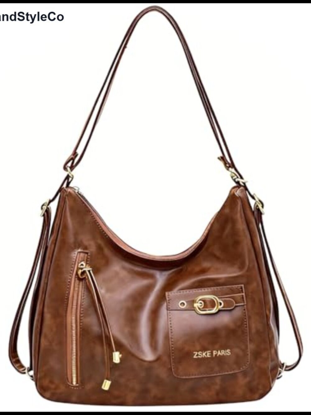 Y2K Hobo Shoulder Bag Faux Leather Punk Purse Lined Zipper